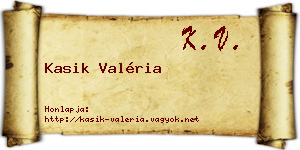 Kasik Valéria névjegykártya